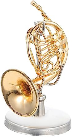 ifundom Miniatur Kupfer Horn Schmuck Mit Ständer 3.5cm Horn Instrument Dekoration Für Schreibtisch Einweihungsgeschenk Handgefertigtes Hornmodell Mit Kasten