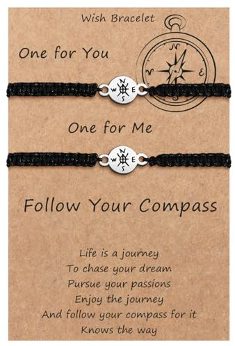 MANVEN Partnerarmbänder Pärchen Armband Paare Geschenke Valentinstag Weihnachtstag Jahrestag Geschenk Handgemacht Kompass Armband Ich liebe dich Paar Armbänder für Sie Ihn Freunde Freundinnen