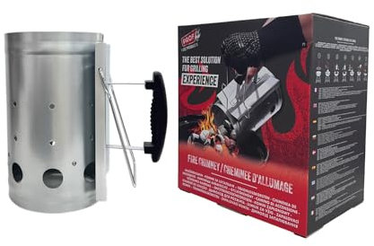 PROF - Accenditore a Ciminiera Piccolo (17 cm di Altezza), Accenditore per BBQ Compatto con Due Manici, Ideale per Tutte le Griglie a Carbone, Aiuto per Accendere