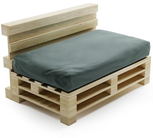 bananair - Pallet Cushions Outdoor - Waterproof & UV Resistant Fabric - Comfortable Foam Padded Garden Furniture Cushions (Seat Pallet Cushion 120x80 cm, Dark Grey)