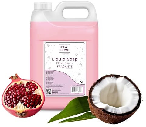 IDEA HOME FRAGANTE Handseife Flüssig 5L - Seife Kanister für alle Hauttypen - Gut Schäumende Flüssigseife 5 Liter - Cremeseife - Granatapfel mit Kokosmilch