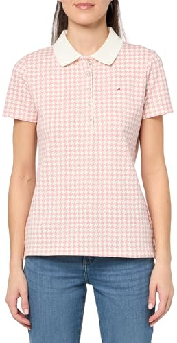 Tommy Hilfiger Polo con Cuello a Rayas para Mujer, Rosa Nupcial Multicolor, M
