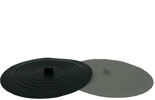 GVSS 2 Pièces Bouchon Evier Salle de Bain Silicone Noir et Gris 15 cm, Bouchon Baignoire Universel,Bouchon de Vidange Universel,pour Éviter Les Fuites dans Votre Cuisine et Salle de Bain