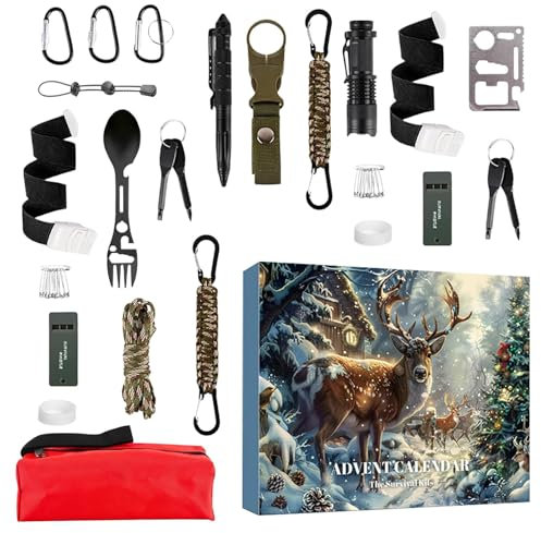 Survival Adventskalender 2024 Für Männer, Survival Kit Weihnachtskalender 2024 Adventskalender Weihnachten, Survival Tools Adventskalender Für Erwachsene Teenager
