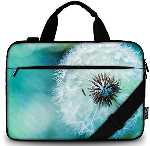 icolor 13 15 pollici borsa per computer portatile custodia protettiva con tracolla,15.6 tela computer portatile borsa porta taccuino borsa borsa messenger valigetta, dente di leone, 14.2~15.6 Zoll