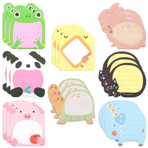 NEUTYPECHIC 24 Pièces Sticky Notes, Notes Autocollantes 8 Animaux au Choix, Feuillets Autocollants 8 × 5.4 cm, Notes Autocollantes Kawaii 20 Feuilles par Livre pour Notes Réfrigérateur, Enfants