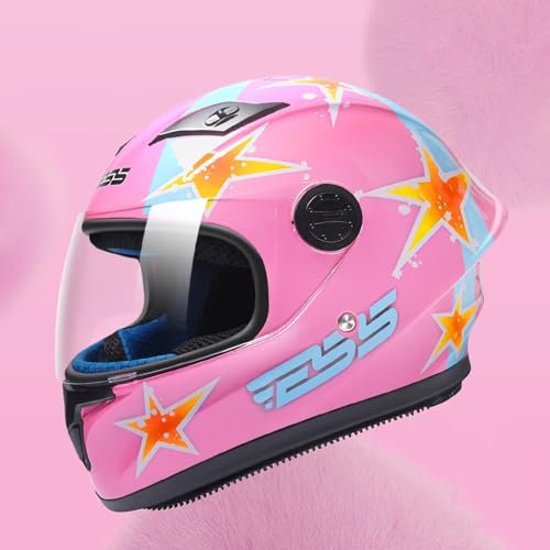Integralhelm Für Kinder, Motorradhelm Für Jungen Und Mädchen Straßen-Mopedhelm Mit Visier Elektroroller- Und ATV-Helm ECE-Geprüft B,50-56cm