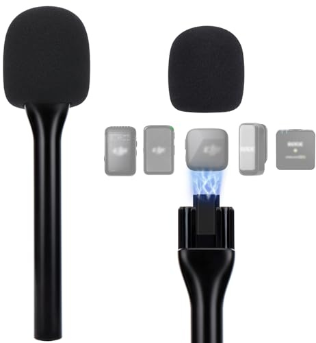 SUNMON Wireless Mic Magnetic Holder for DJI Mic Mini, Portable Handheld Microphone Interview Stand with Pop Filter, Compatible with DJI Mic1/2, Rode Wireless Micro/GO 2/ME/Pro