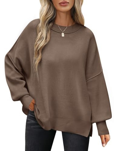 PASUDA Jersey Mujer Invierno Oversize Cuello Redondo Jerseys Manga Larga Otoño Suéter para Mujers Casual Punto Sudadera Elegante Ligero Pullover Tops