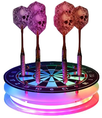 OkiyiD Leuchtender Dart-Halter - RGB LED Acryl-Dartständer für den Schreibtisch mit mehrfarbiger Beleuchtung, Darts-Zubehör für Männer, Gamer-Zimmerdekoration und Geschenke