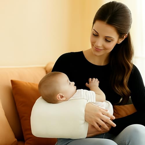 GUOMIS Coussin Allaitement,Coussins d'allaitement,Confortable, Respirant, Lavable en Machine, Conception Ergonomique, Convient à Tous Les utilisateurs (Beige)