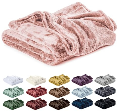 Lavea® Plaid Polaire 180x220 cm 2 Places, Doux – Couverture Chaude en Microfibre Moelleuse pour Canapé et Lit, Respirante et Facile à Laver – Rose Poudré