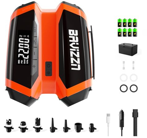 BAVIZZN PaddleBoard Pump Rechargeable 22Psi Electric Pump for Paddle Board | Type C 76.96Wh 12V DC Inflator for 6 SUPS And Deflator for Paddle Board,Boat,Kayaks,Water Sports