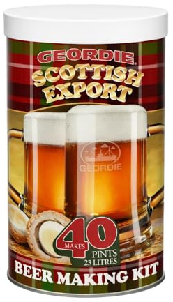 DIAH Geordie Scottish Export Beer Making Kit with Airlock - Makes 40 Pints (23L) of Traditional Amber Malt Ale - Premium DIY Craft Beer Ingredients Set - Rich Scottish Flavor