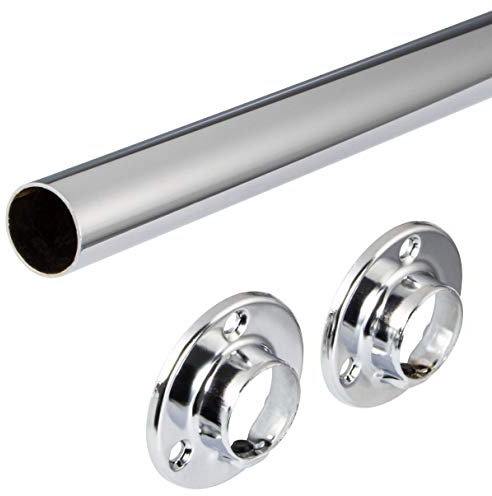 GedoTec Tendedero redondo ø 25 mm Barra de armario 1000 Tubo Acero cromado mueble ø 25 bar incl. 2 pcs. Bastidores tuberías del gabinete Calidad marca para su Sala estar - 2000 mm