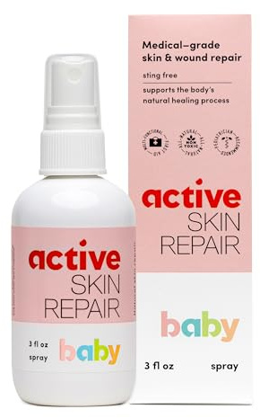 Active Skin Repair Natural, Non-Toxic, No Sting Baby Spray, First Aid Safe for Use on Diaper Rash, Baby Acne, Eczema, Cuts, Wounds, Scrapes, and Other Skin Irritations (3 oz. Spray)