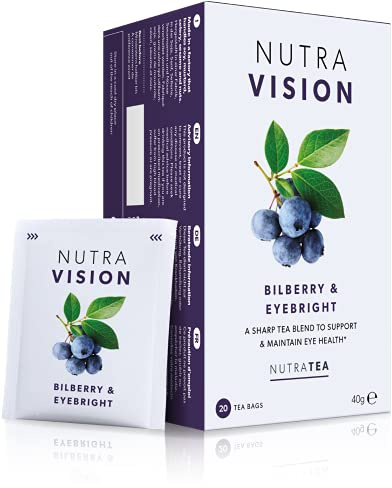 NutraVision - Thé de soutien pour les yeux | Thé contre la fatigue oculaire - Avec myrtille et euphraise - 40 Sachets de thé enveloppés - par NutraTea - Tisane – (2 paquets)