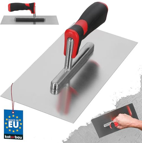 KOTARBAU® Llana Plana de Acero Inoxidable 270 mm, Paleta Rectangular de alisado con Mango de Goma, Espátula para Yeso, Masilla, Cemento, Paleta Llana de albañil, Llana sin Dientes