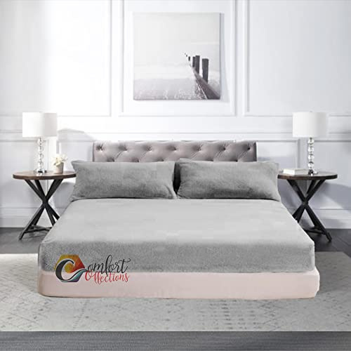 Lenzuolo con angoli extra profondi da 30 cm in pile teddy, lenzuolo con angoli per letto in tinta unita, termico, caldo e accogliente, morbido, biancheria da letto di lusso, lenzuolo con angoli color