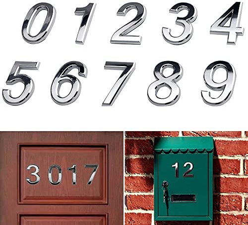 Graplan House Numbers 10 Pieces Mailbox Numbers 0-9 Self-adhesive Door Numbers Adhesive Address Numbers for House Mailbox Apartment Hotel Door Room