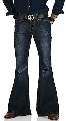 Pantalones de mezclilla vintage acampanados para hombre, trajes de los años 60 y 70 para hombre, pantalones de discoteca, pantalones acampanados para hombre, estilo azul, Azul2, 32W