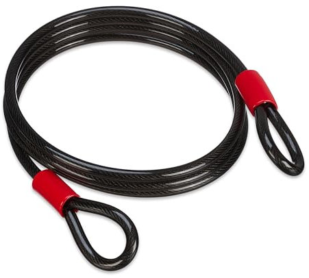 Relaxdays Schlaufenkabel 3 m, ummanteltes Stahlseil mit Ösen, Ø 12 mm, Sicherung Fahrrad, Motorrad, Gartenmöbel, schwarz