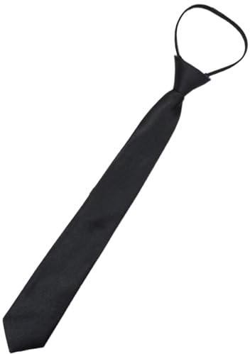 Peosaard Tive d'enfants 15 pouces à glissière Boys pré-attachés à cravate de cou réglable à cravate skinny noire
