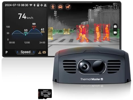 NV300 Max Wärmebildkamera Auto Wärmebild Dashcam Nachtsichtgerät für Autos Anti-Kollisions-Erkennung auf 300 m IR-Auflösung 256x192 Super IR-Auflösung 512x384 Schwarz