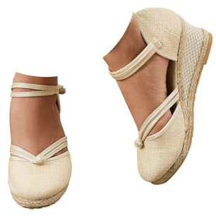 2026 Sandalias Plataforma Mujer Esparto Cuña Cerradas Sandalias Comodas Alpargatas Verano Cierre De Hebilla De Vestir Casual Yute Sandalia Elegantes Moda Flexibles Zapatos Antideslizantes Fiesta Novia
