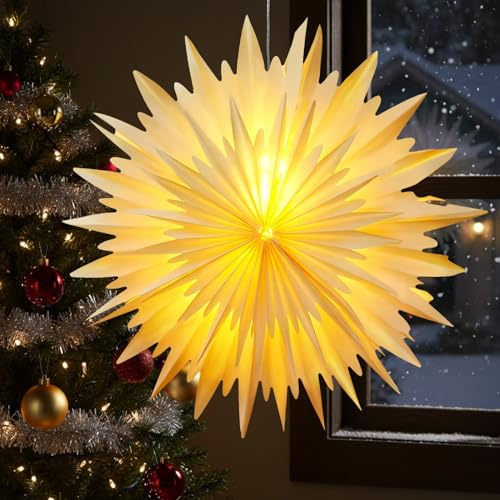 Weihnachtsstern Beleuchtet, Papierstern zum Aufhängen