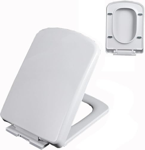 Sedile del WC con Chiusura Ammortizzata e Cerniere Regolabili for Una Rapida rimozione. Struttura in Polipropilene Resistente.(04D)