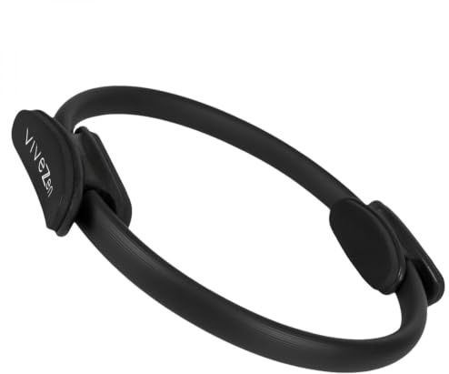 Vivezen - Anneau de résistance, Cercle de Pilates pour Fitness, Yoga Double poignée - Diam 38 cm - Noir