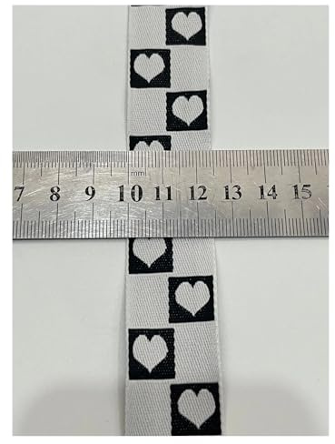 WEOKDFHA sadelgjord 5 meter 25 mm vit svart persika hjärta geometriska jacquardbroderade band gör-det-själv dekoration vävband för kragremmar (vit 5 meter)