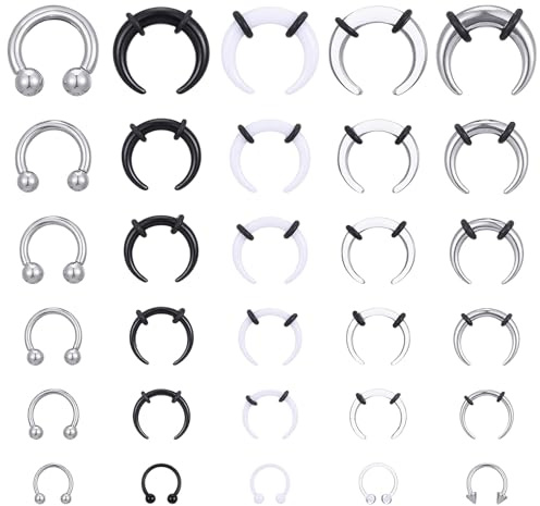 30pcs Septum Pincher Tapers Horseshoe Septum Rings 16G 14G 12G 10G 8G 6G