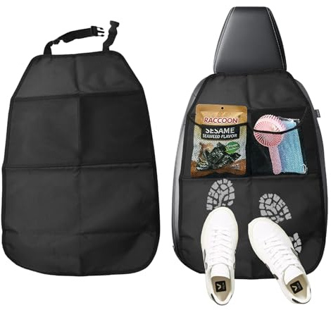 2 Pièces Protections Dossier Siège Voiture Enfant Imperméable Anti-salissures, Protege Siege Voiture Chien avec 2 Grandes Poches de Rangement, Organisateur Voiture, Oxford Durable - Universel Noir