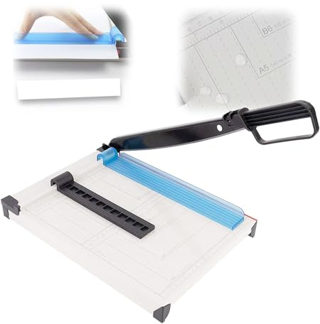 Cortador de papel de guillotina A4, Guillotina Papel a4(Corta 15 Hojas, A4/B5/A5/B6/B7), Guillotina De Papel Profesional, con Protector de Seguridad,Para Hojas De Metal, Cuero, Fotos
