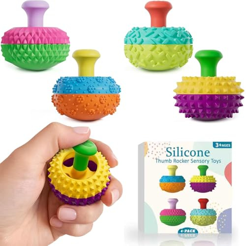 JOYVOVO 4 st fidgetleksaker joystick silikontumme, tysta sensoriska leksaker, anti-stress anti-ångest, ADHD-koncentration autism barn vuxna, BPA-fri silikon för kontor, skola, resor
