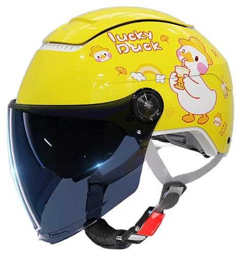 Casco De Moto Abierto Infantil con Visera Solar para Niños Y Niñas De 3 A 12 Años, Homologado Según La Normativa ECE 22.06 Casco Jet para Moto Infantil G,50-58cm