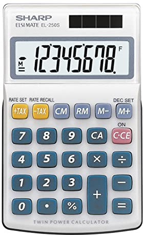 Sharp EL-250S Taschenrechner (8 Stellen, Solar- und Batteriebetrieb) Weiß