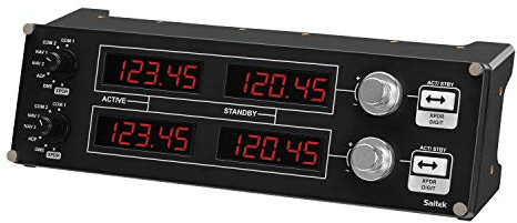 Logitech G Saitek Pro Flight Radio Panel, Radioschalttafel für Flug Simulatoren, 4 Separate LED-Anzeigen mit Reglern, USB-Anschluss, Modular und Anpassbar, PC - Schwarz