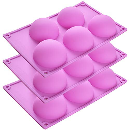 Generic Silikonform mit 5 Löchern, halbkugelförmig, 3 Packungen mit 5 Halbkugeln, für die Herstellung von Schokoladenbomben, Kuchen, Gelee, Pudding, Kuppel-Mousse, Violett