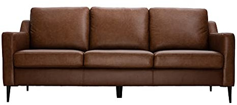 Miliboo Braunes 3-sitziges Designer-Ledersofa OXMO - Büffelleder