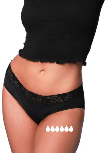 Taynie Queen Ultra stark Periodenunterwäsche - auslaufsichere Periodenwäsche - Menstruationsunterwäsche - ersetzt 6 Tampons, Periodenslip Tragedauer bis 12 Std., waschbar bis 60°C (38, Schwarz)