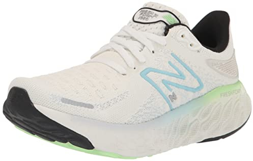 New Balance Women's Fresh Foam X 1080 V12 Running Shoe, White/Bleach Blue/Green Aura, 5 Wide