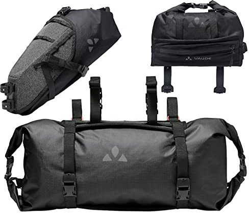 wetterladen de wasserdichte Fahrradtaschen im Set Trailfront II Trailsaddle II Trailguide II Taschen fürs Bikepacking (Black)