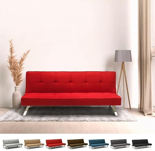 Divano letto in tessuto 2 posti design moderno Gemma pronto letto - Rosso
