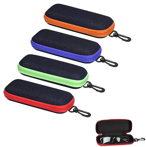 Xusxes 4 Stück Brillenetui Tragbares,Harte Brillenetui Tragbare,Brillenetui Sonnenbrille Weiche Brillenetui,Reise Brillentasche Mit Reißverschluss Für Mehrere Brillen, Kurzsichtige Brillen