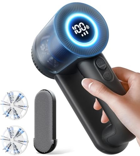 Levapelucchi Elettrico, 2 in 1 Togli Pelucchi Elettrico con Spazzola Anti Pelucchi, 2000 mAh Batteria Ricaricabile Integrata, 2 Lame Sostituibili, 3 Velocità Regolabili, Display LED, Cavo USB-C
