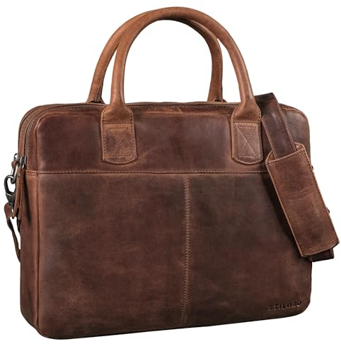 STILORD Performance Vintage Aktentaske för damer i läder med laptopfack 15,6 tum kontorsväska arbetväska notebookväska äkta läder Farbe:Ekbrun