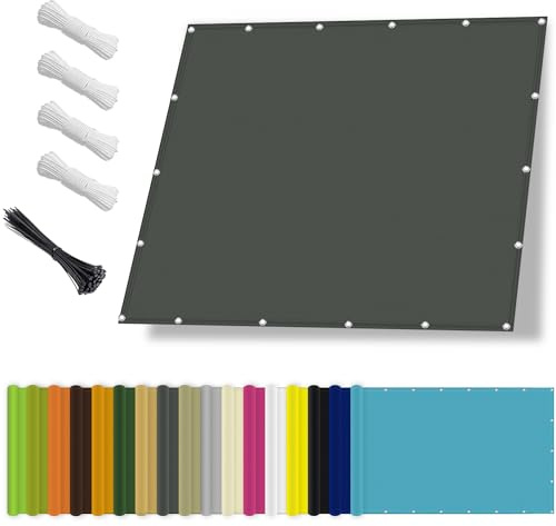 Sonnensegel wasserdicht 4x5M,Sonnenschutz- und Wetterschutz-Markise, UV-Schutz Schattiernetz mit Ösen und Kordel für Garten und Terrasse-Dunkelgrau